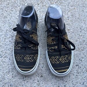Vans Black and Gold Aztec Print‎ LACE UP Sneakers WOMEN'S SIZE 7.5
